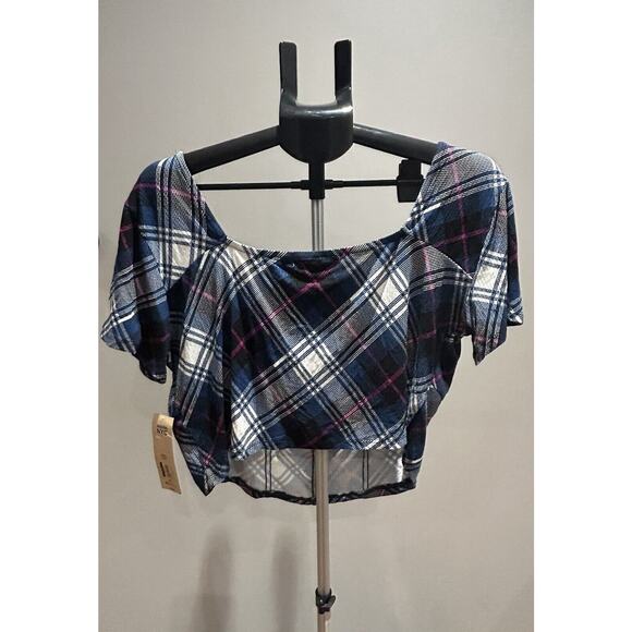 NWT Madden NYC Women's XXXL Plaid Cropped Top - Picture 3 of 5